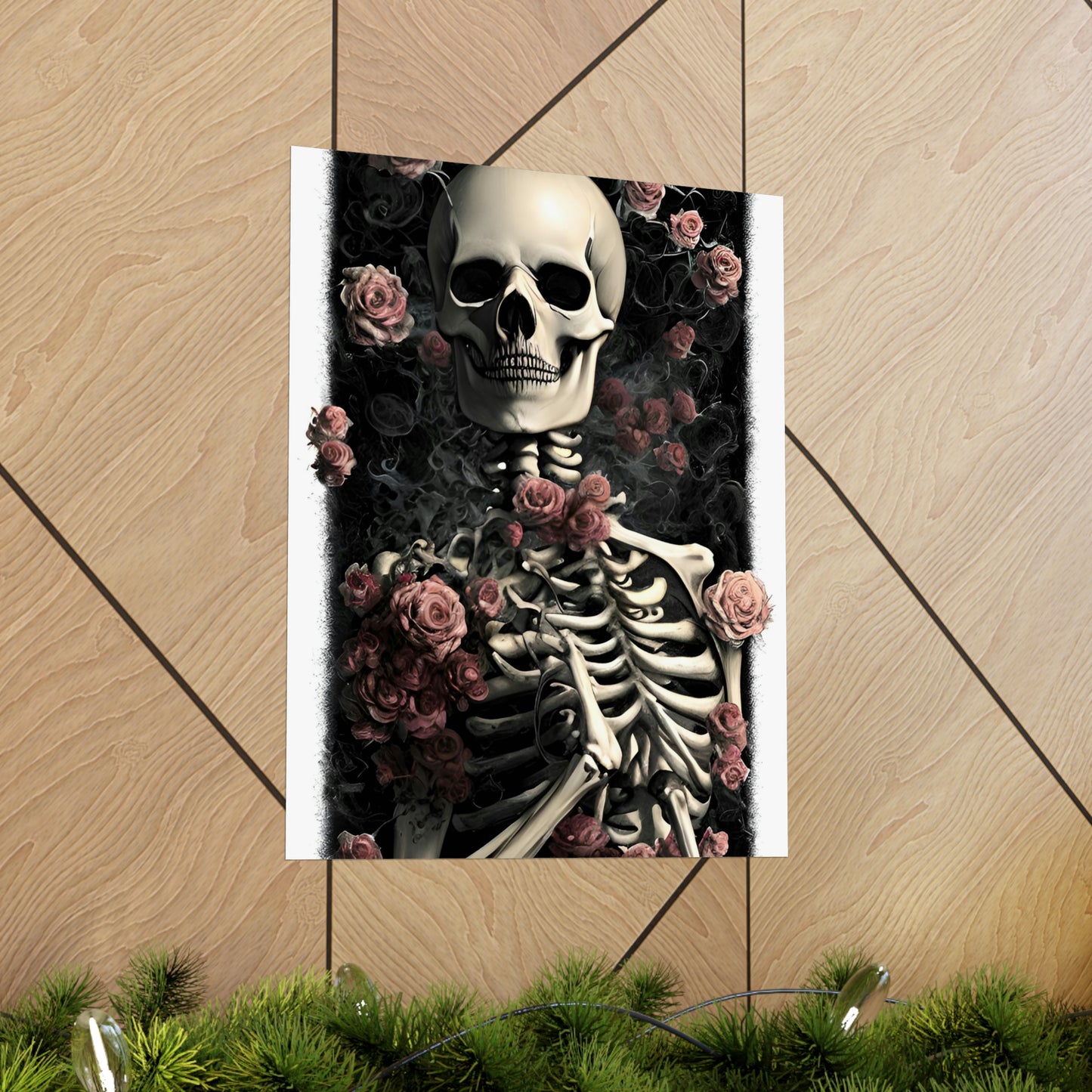 玫瑰与骷髅 1 高级哑光竖版海报
