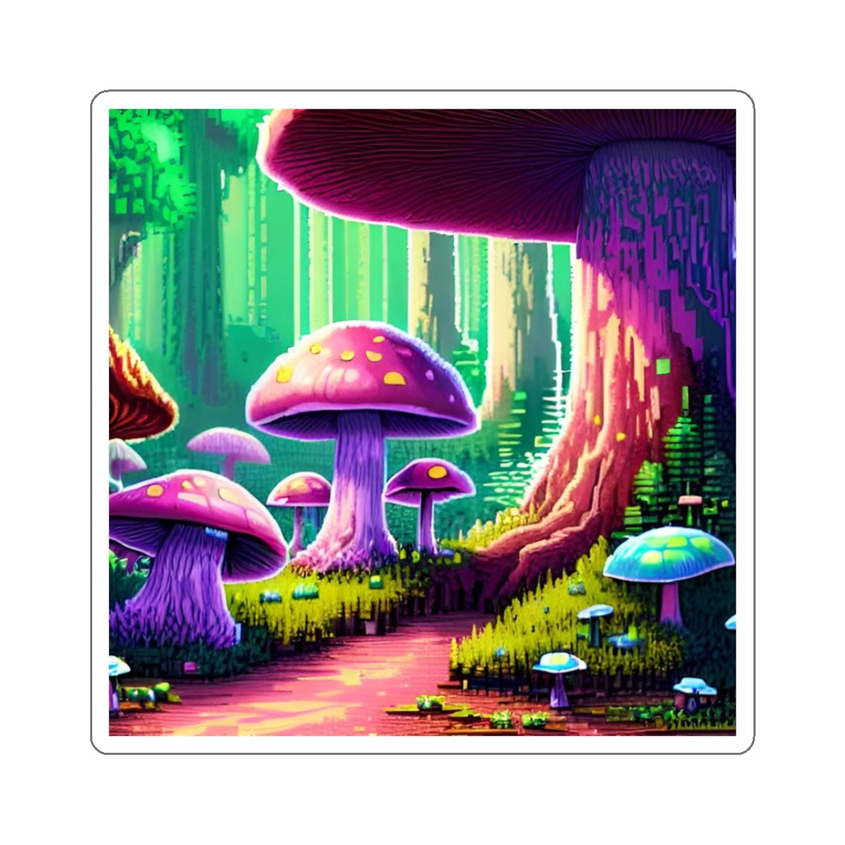 Pixel bosque de hongos 03 Pegatinas semicortadas 
