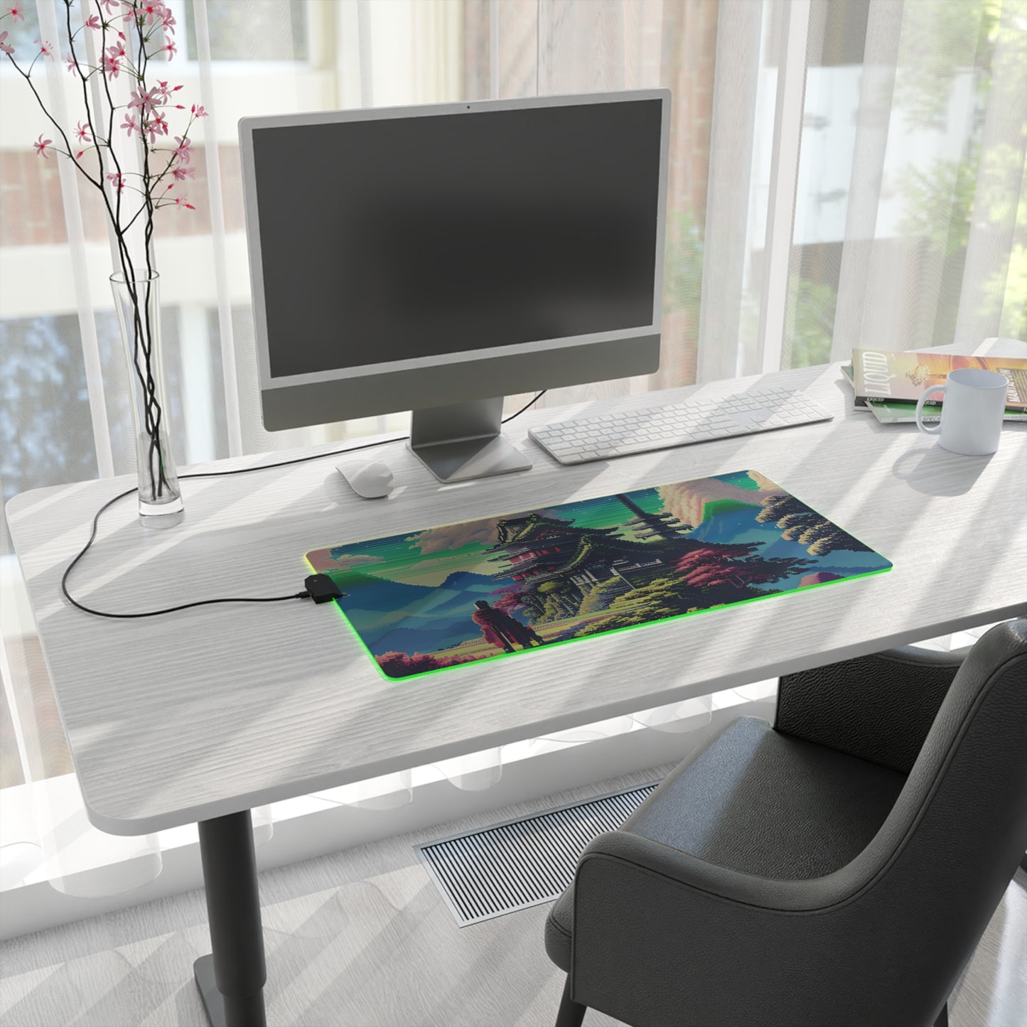 Pixel Mountain Tower LED Gaming Mouse Pad