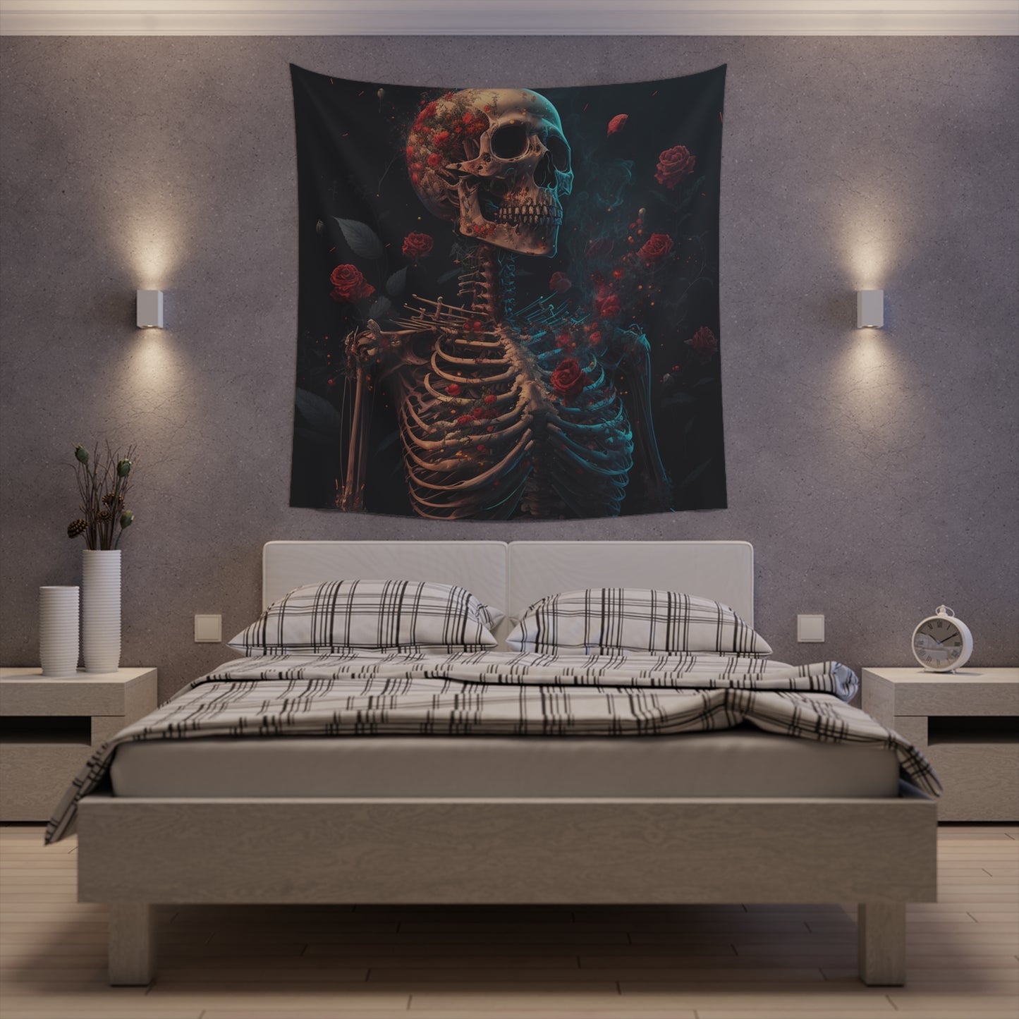 玫瑰骨架 -2 印花墙挂毯