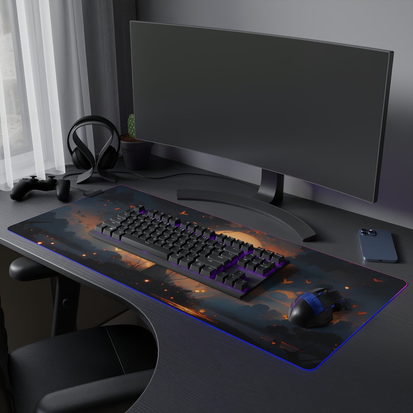 Sunset Bloom LED Gaming Mouse Pad