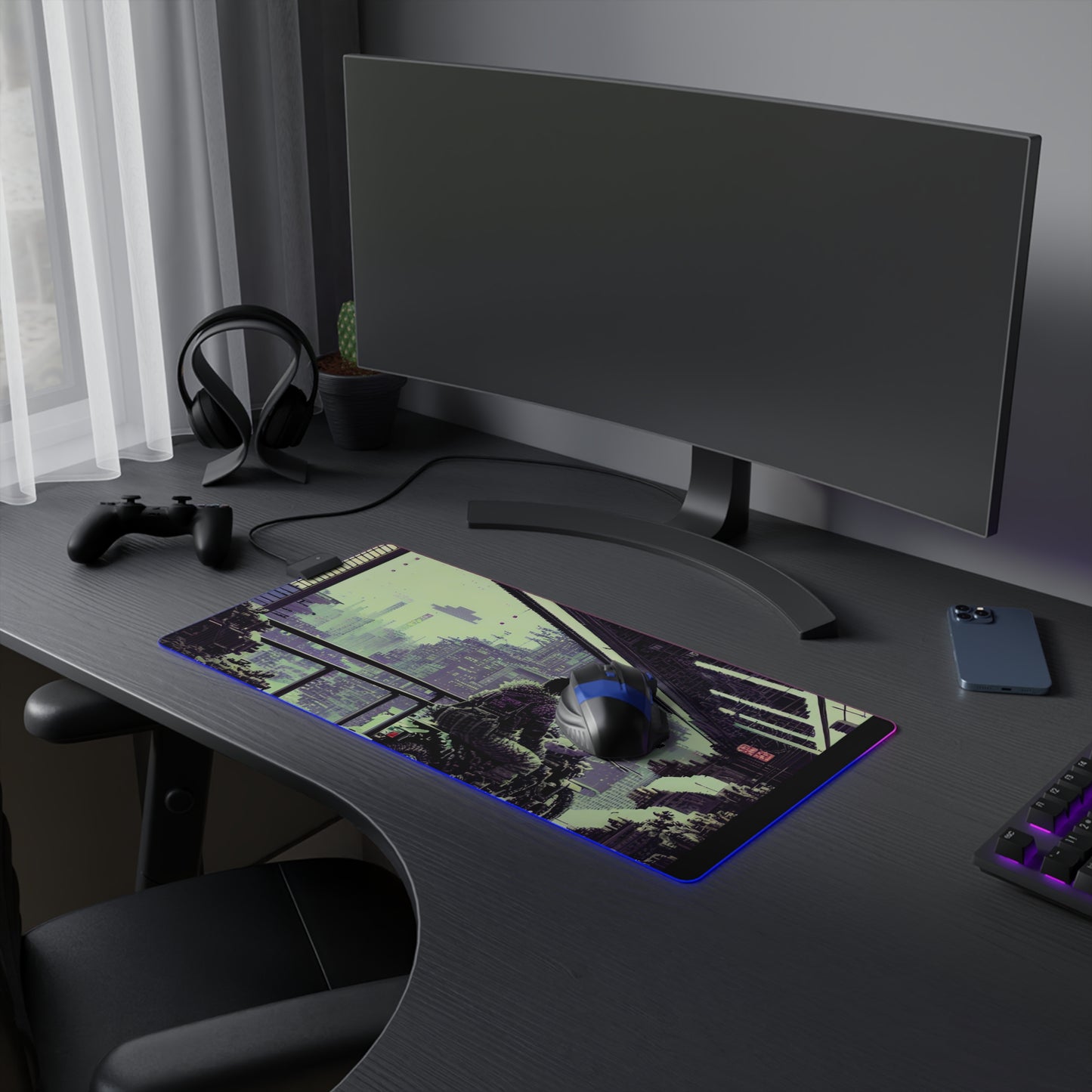 Lone Pixel Rider LED Gaming Mouse Pad