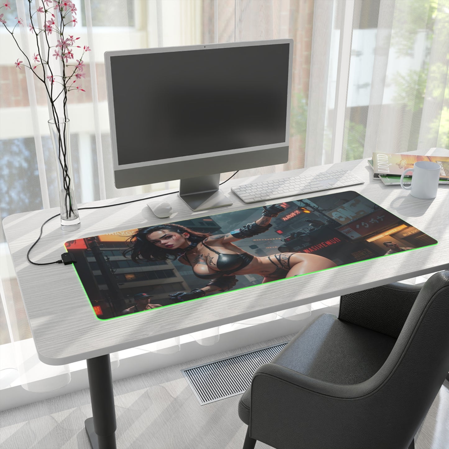 Dystopian beauty-12 LED Gaming Mouse Pad
