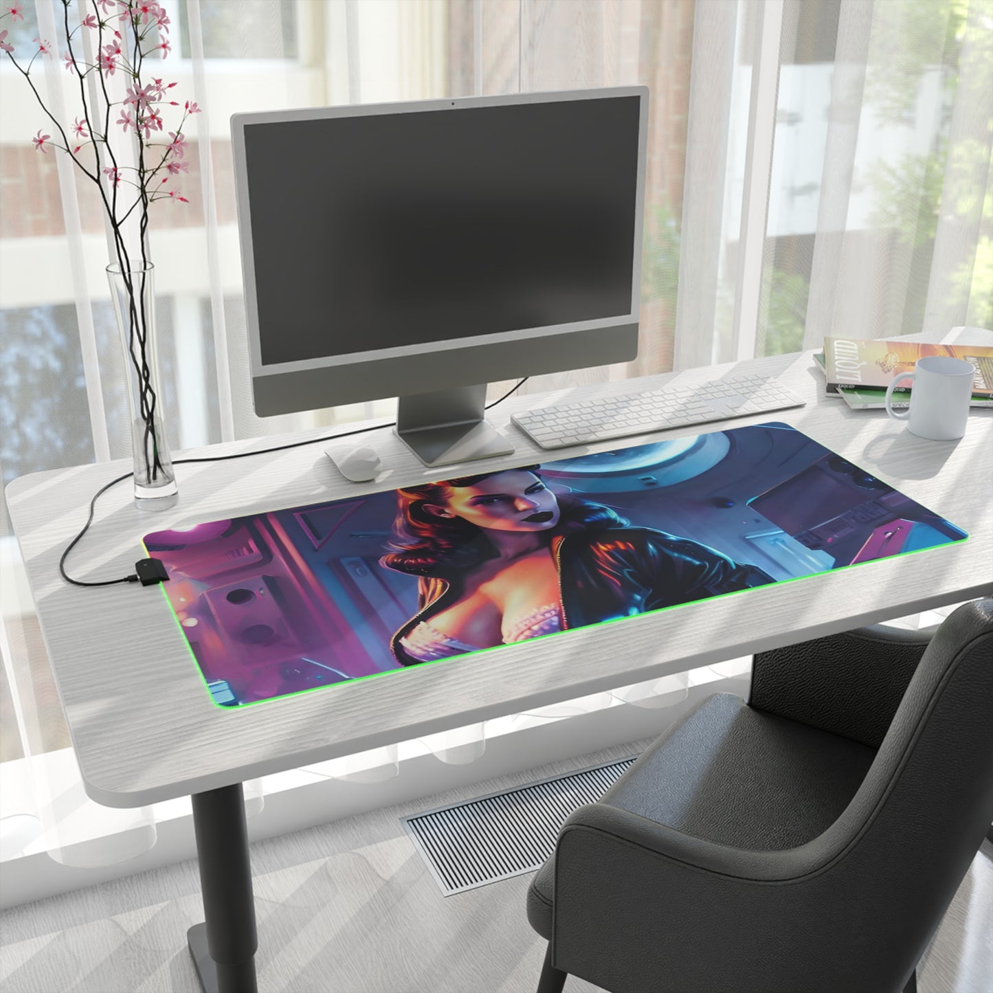 Pin up maiden LED Gaming Mouse Pad