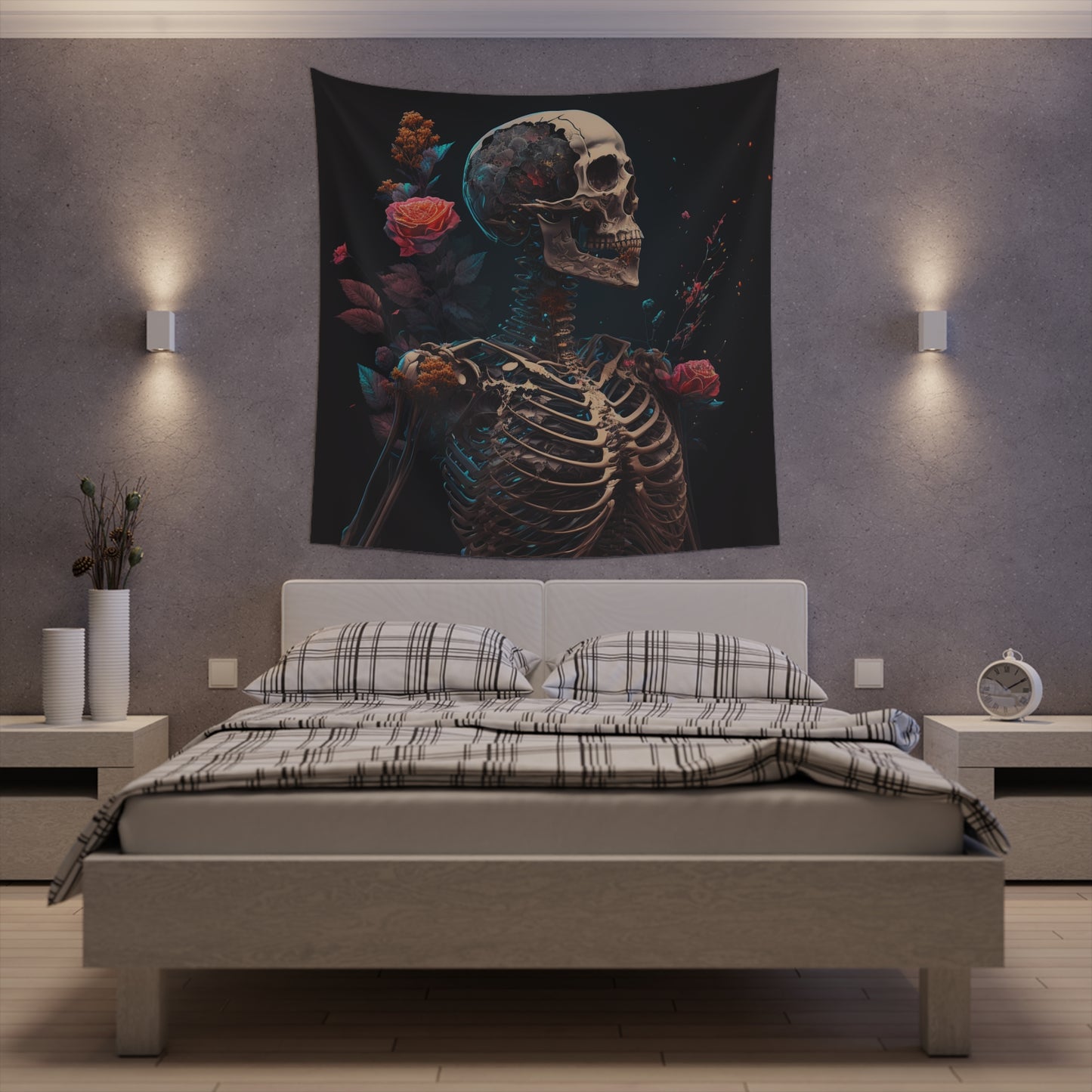 玫瑰骨架 -1 印花壁毯