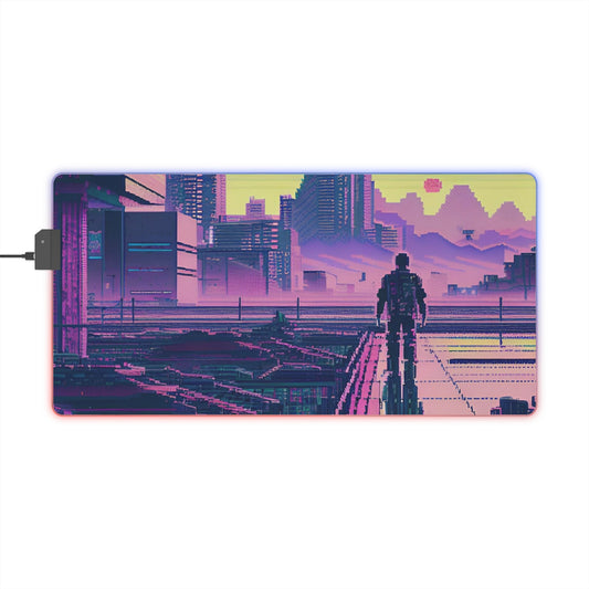 Pixel lone cyberpunk LED Gaming Mouse Pad