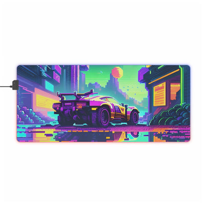 Pixel cyberpunk car LED Gaming Mouse Pad
