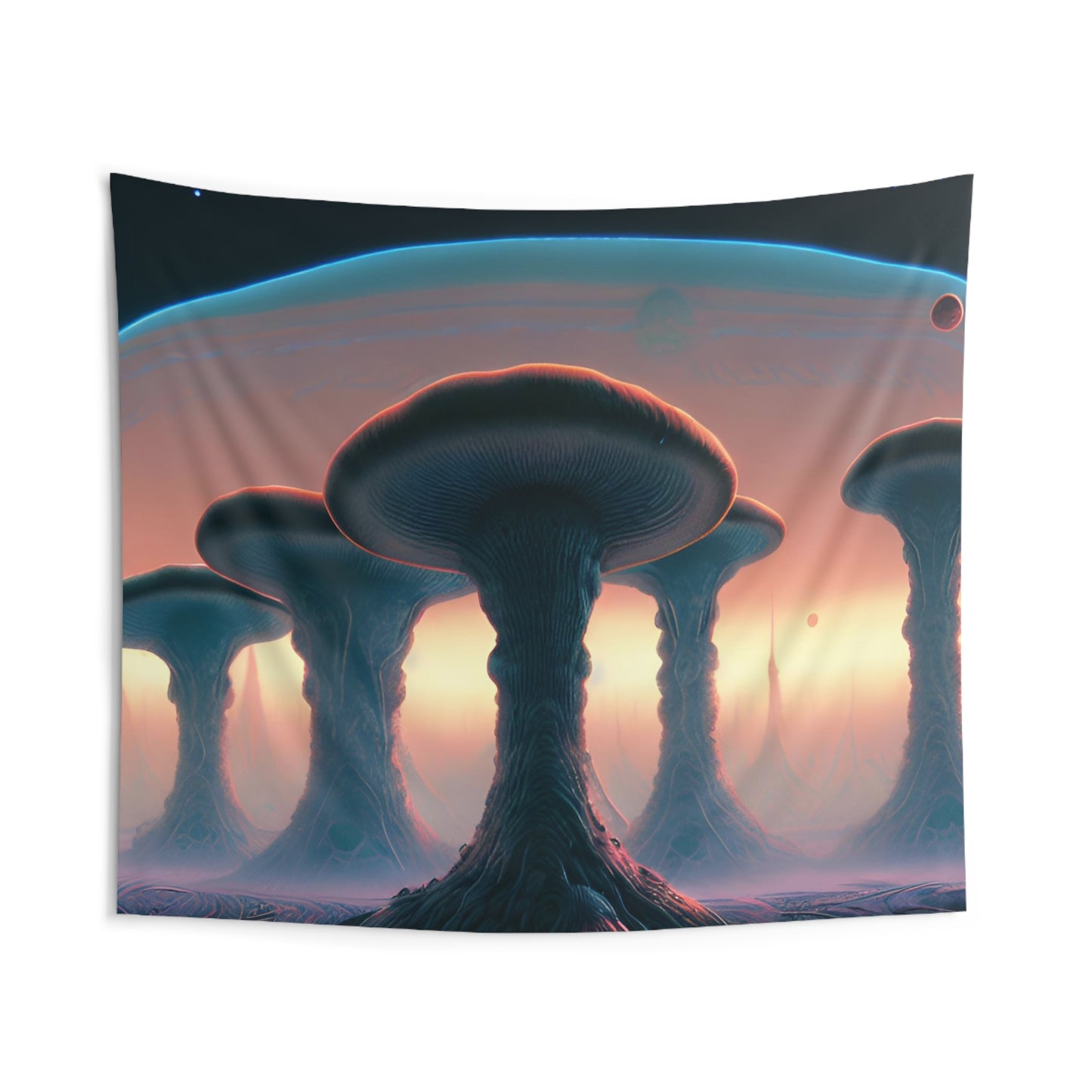 Mushroom planet 01 Indoor Wall Tapestry