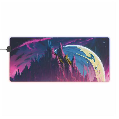 Pixel outer world landscape LED Gaming Mouse Pad