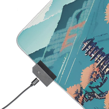 Pixel japanese landscape LED Gaming Mouse Pad