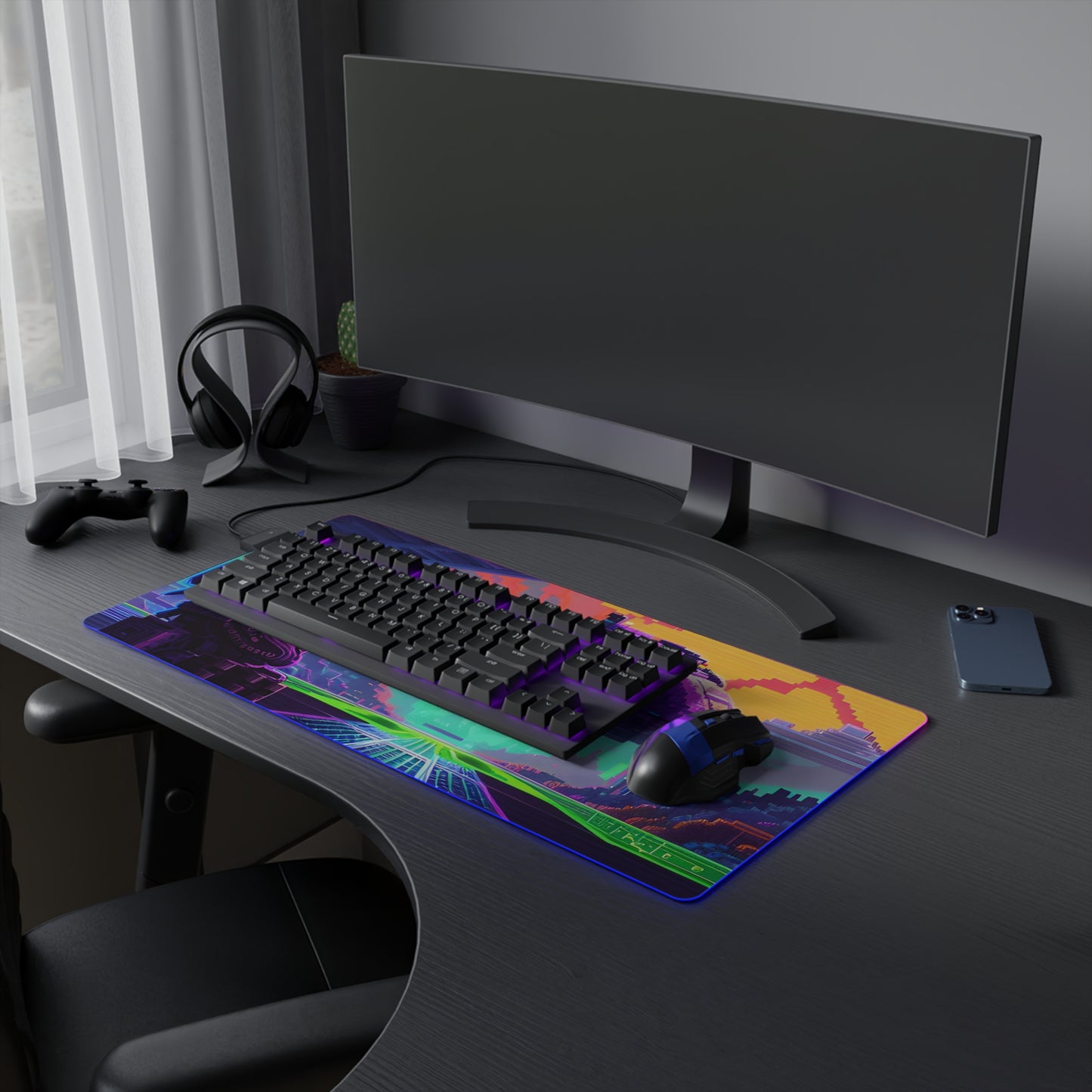 Pixel space port LED Gaming Mouse Pad