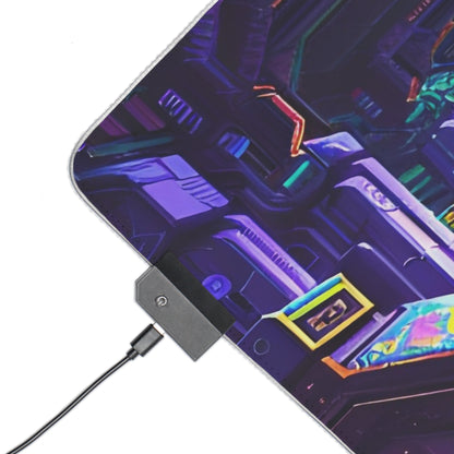 Pixel cyberpunk train station LED Gaming Mouse Pad