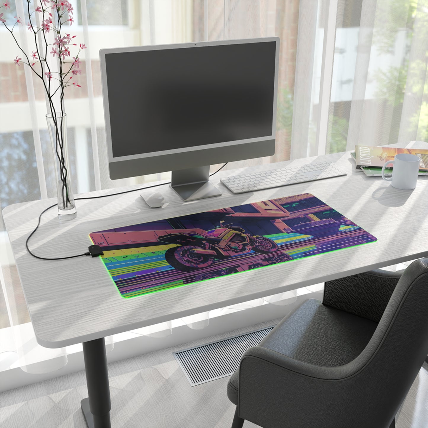Pixel motorcycle LED Gaming Mouse Pad