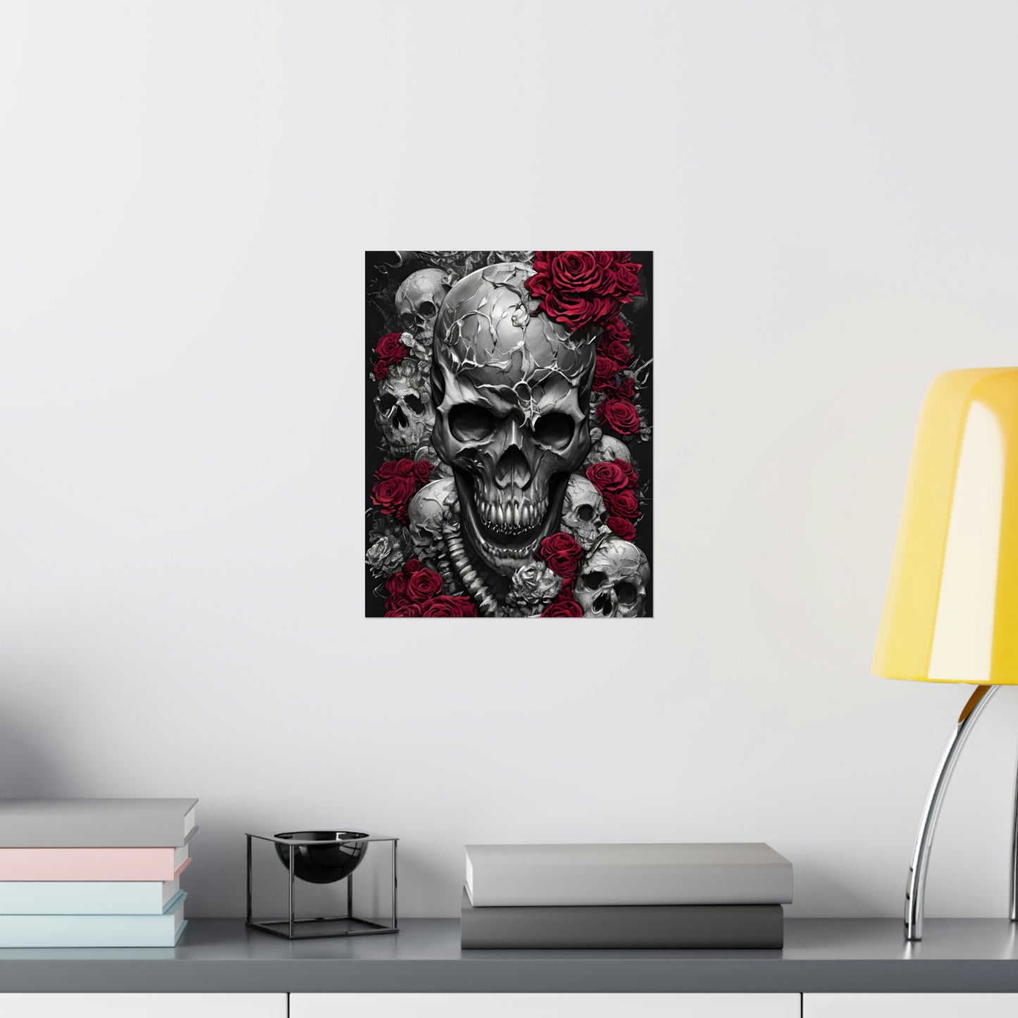 rose &amp; skull 3 高级哑光立式海报