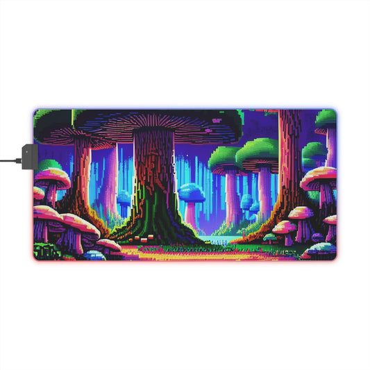 Alfombrilla de ratón LED para juegos Pixel Mushroom Forest 02 