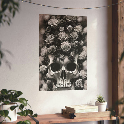 Rosa y calavera 4 pósteres verticales mate premium 