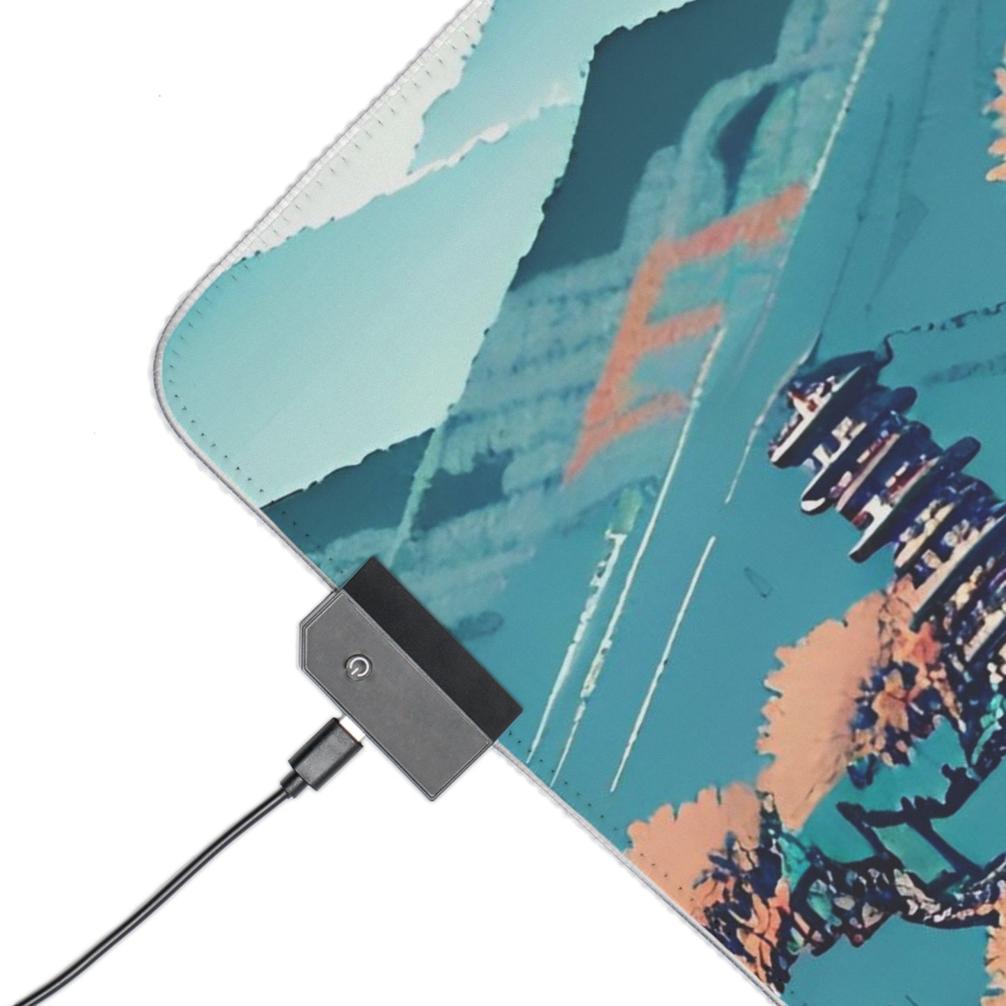 Pixel japanese landscape LED Gaming Mouse Pad