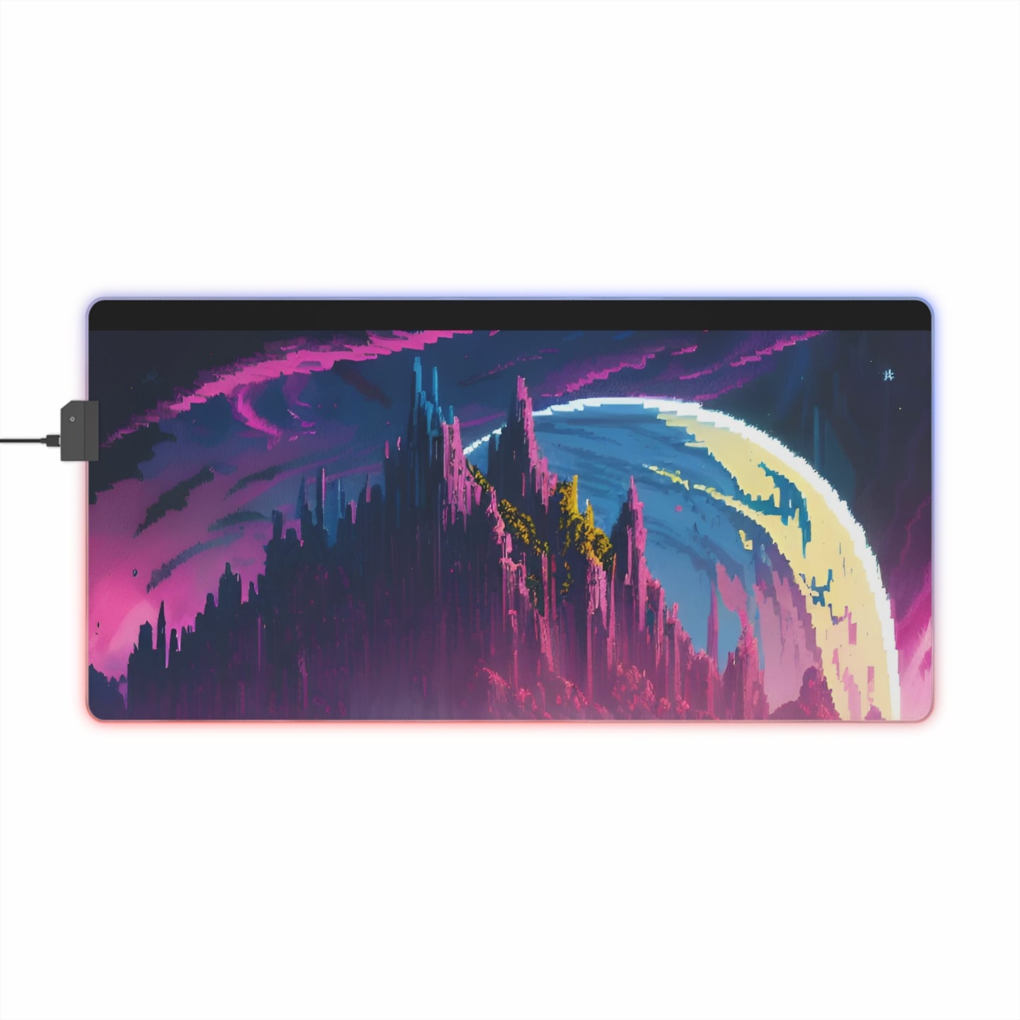 Pixel outer world landscape LED Gaming Mouse Pad