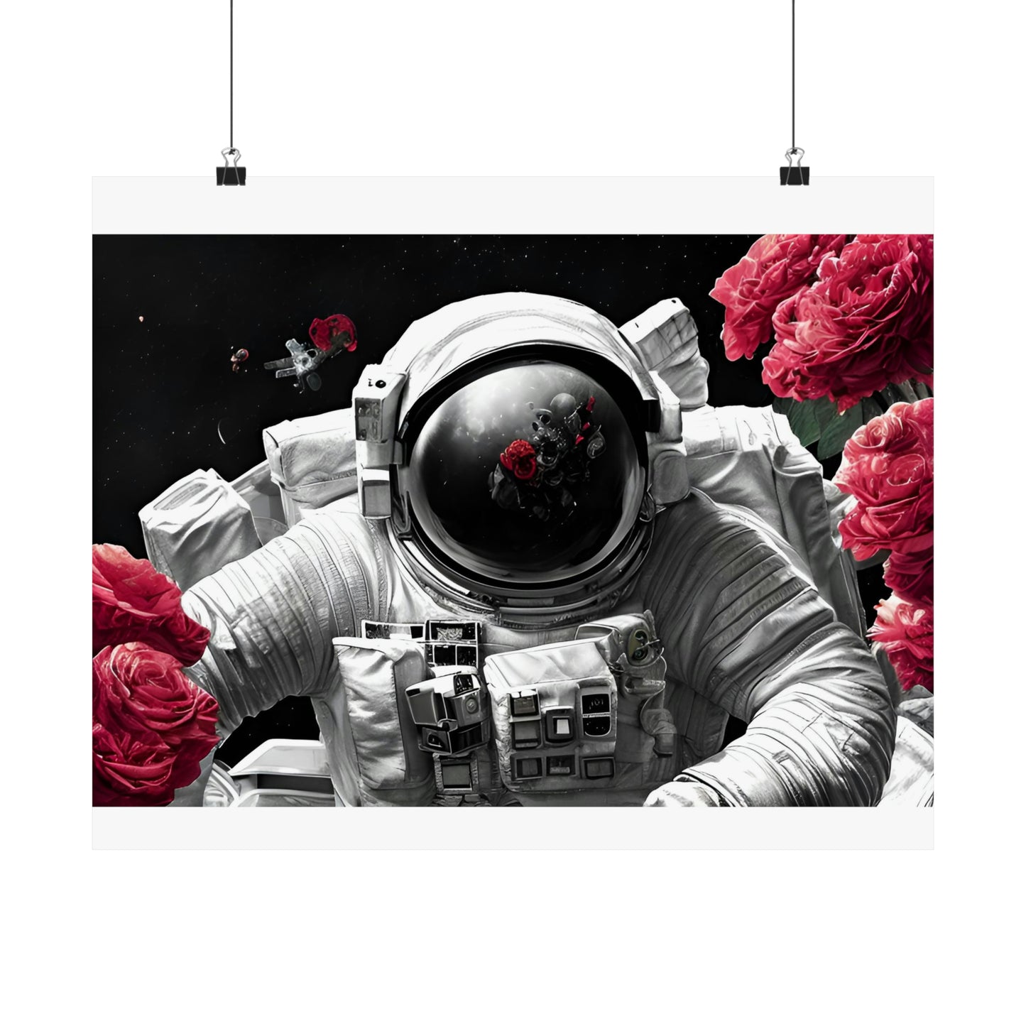 Rose astronaut 1 Premium Matte 水平海报