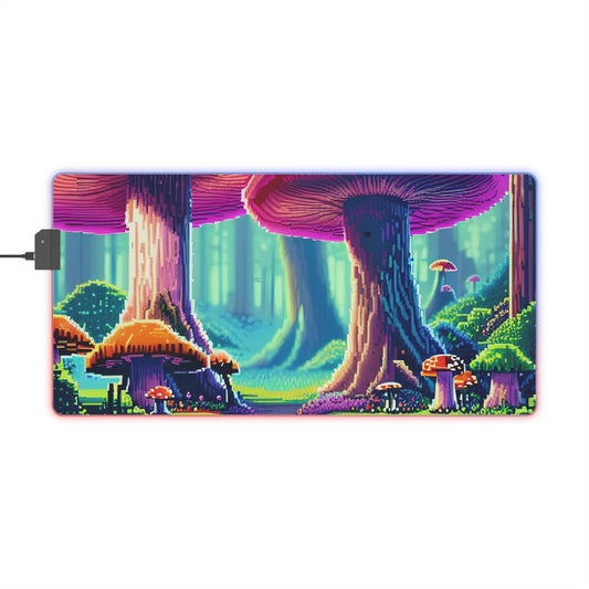 Alfombrilla de ratón LED para juegos Pixel Mushroom Forest 01 